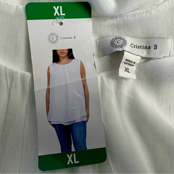 Cristina B Women's Sleeveless Blouse, White, XL
Christina Elegant White Top - Picture 8 of 11